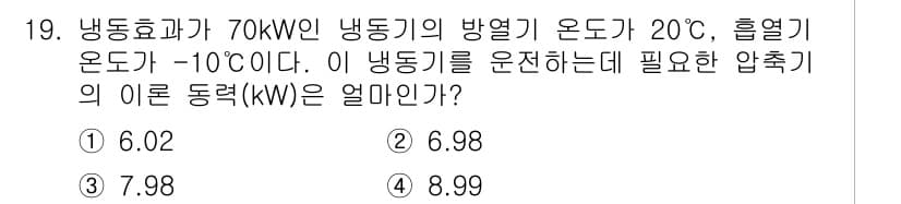 공조냉동기계기사 2019년 19번 - 정답과 핵심 포인트를 검수 중인 기출문제