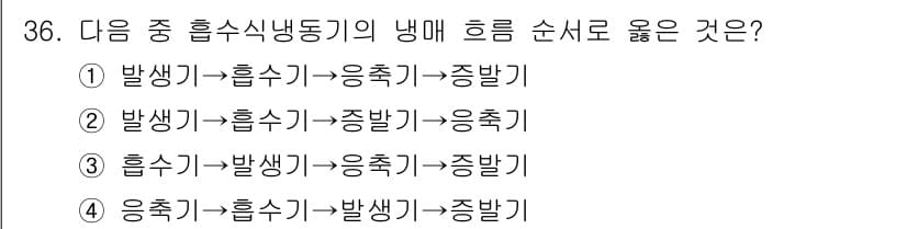 공조냉동기계기사 2019년 36번 - 정답과 핵심 포인트를 검수 중인 기출문제