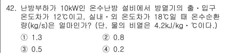 공조냉동기계기사 2019년 42번 - 정답과 핵심 포인트를 검수 중인 기출문제