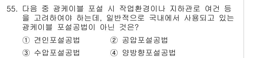 통신선로산업기사(통합편입) 2021년 55번 - 정답과 핵심 포인트를 검수 중인 기출문제