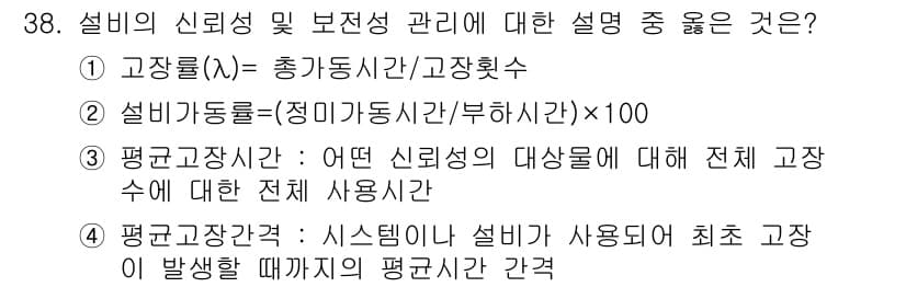 설비보전기사(구) 2015년 38번 - 정답과 핵심 포인트를 검수 중인 기출문제