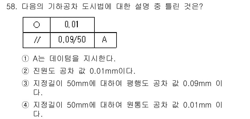 설비보전기사(구) 2016년 58번 - 정답 4번이 맞는 이유는, 제시된 정보에 따르면 정적 길이(50mm)에 ... 에 관한 핵심 기출문제