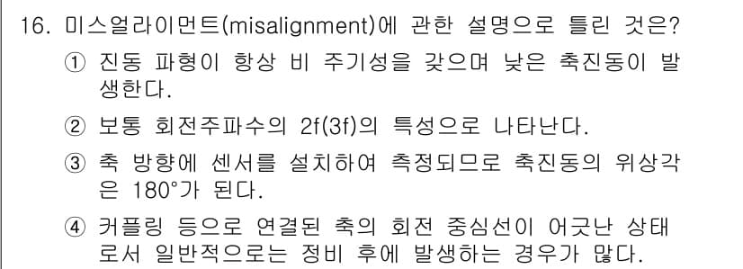 설비보전기사(구) 2017년 16번 - 정답과 핵심 포인트를 검수 중인 기출문제