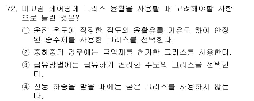 설비보전기사(구) 2017년 72번 - 정답과 핵심 포인트를 검수 중인 기출문제
