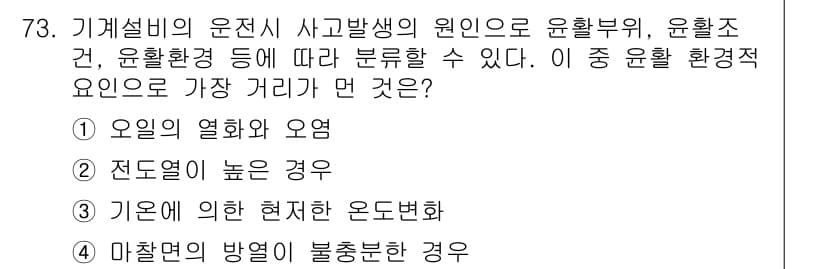 설비보전기사 2017년 73번 - 정답과 핵심 포인트를 검수 중인 기출문제