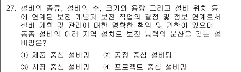 설비보전기사(구) 2018년 27번 - 정답과 핵심 포인트를 검수 중인 기출문제