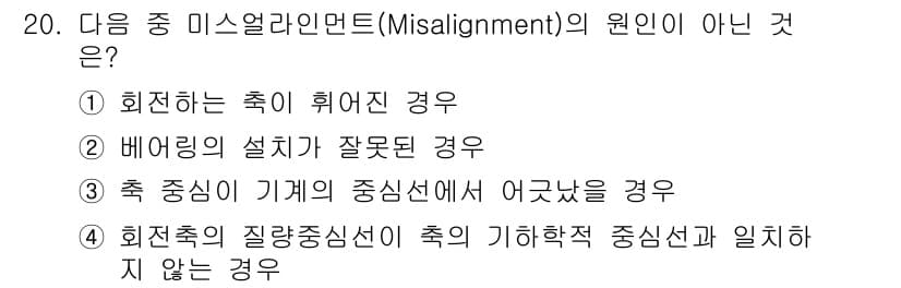 설비보전기사 2018년 20번 - 정답과 핵심 포인트를 검수 중인 기출문제
