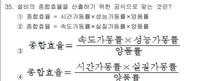 설비보전기사 2019년 35번 - 정답과 핵심 포인트를 검수 중인 기출문제