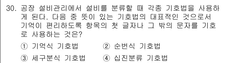 설비보전기사 2020년 30번 - 정답과 핵심 포인트를 검수 중인 기출문제