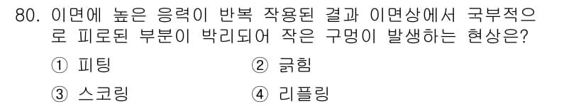 설비보전기사(구) 2021년 80번 - 정답과 핵심 포인트를 검수 중인 기출문제
