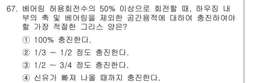 설비보전기사 2021년 67번 - 정답과 핵심 포인트를 검수 중인 기출문제