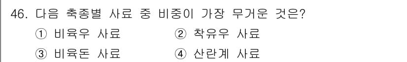 축산기사 2022년 46번 - 정답과 핵심 포인트를 검수 중인 기출문제