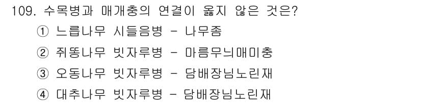 조경기사 2022년 109번 - 정답과 핵심 포인트를 검수 중인 기출문제