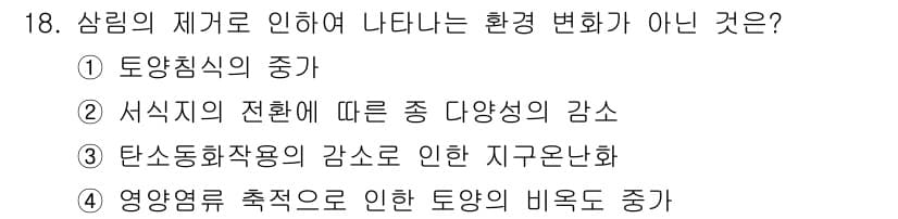 자연생태복원기사(구) 2016년 18번 - 정답과 핵심 포인트를 검수 중인 기출문제