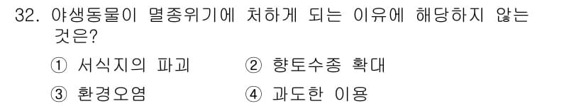 자연생태복원기사(구) 2016년 32번 - 정답과 핵심 포인트를 검수 중인 기출문제