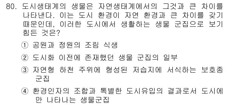 자연생태복원기사(구) 2016년 80번 - 정답과 핵심 포인트를 검수 중인 기출문제