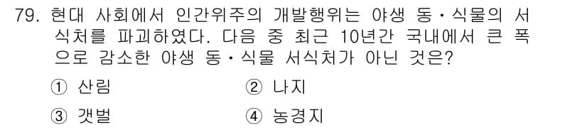 자연생태복원기사 2016년 79번 - 정답과 핵심 포인트를 검수 중인 기출문제