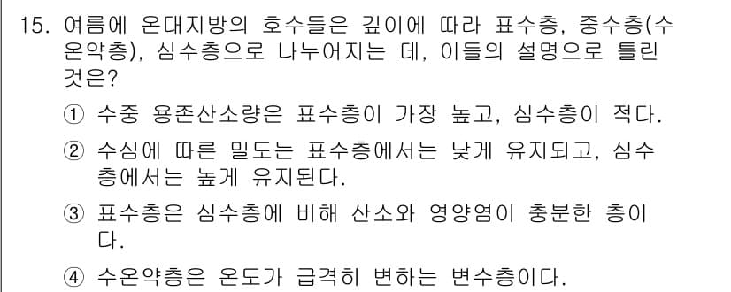자연생태복원기사(구) 2017년 15번 - 정답과 핵심 포인트를 검수 중인 기출문제