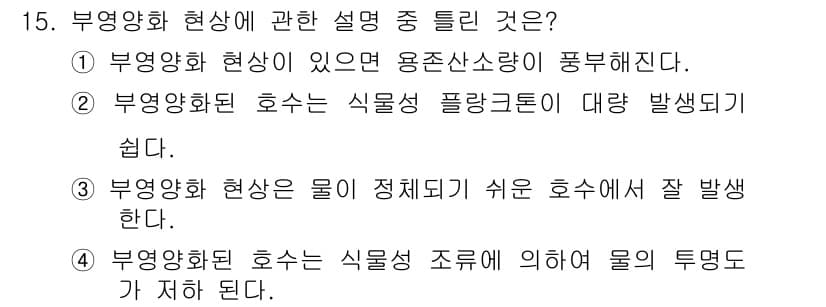 자연생태복원기사(구) 2019년 15번 - 정답과 핵심 포인트를 검수 중인 기출문제