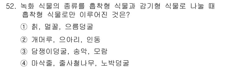 자연생태복원기사(구) 2019년 52번 - 정답과 핵심 포인트를 검수 중인 기출문제