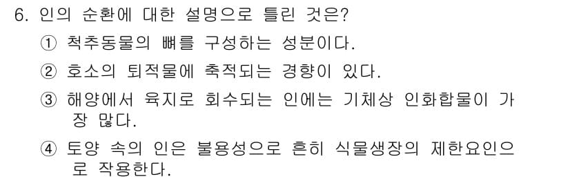 자연생태복원기사(구) 2019년 6번 - 정답과 핵심 포인트를 검수 중인 기출문제