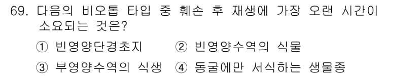 자연생태복원기사(구) 2019년 69번 - 정답과 핵심 포인트를 검수 중인 기출문제