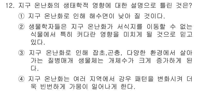 자연생태복원기사 2019년 12번 - 정답과 핵심 포인트를 검수 중인 기출문제