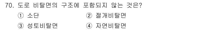 자연생태복원기사 2019년 70번 - 도리 비탈면의 구조는 주로 소단, 절개비탈면, 성토비탈면 등으로 구성됩니... 에 관한 핵심 기출문제