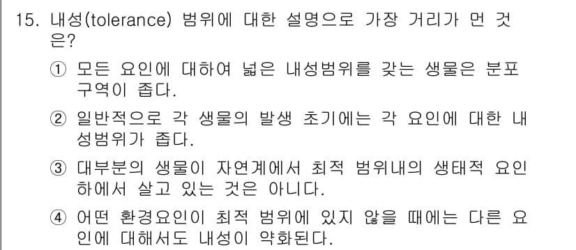 자연생태복원기사 2020년 15번 - 정답과 핵심 포인트를 검수 중인 기출문제