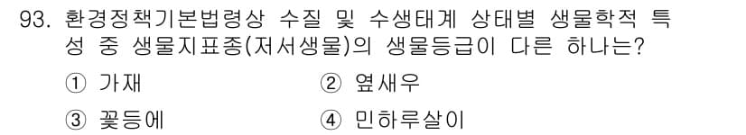 자연생태복원기사 2020년 93번 - 정답과 핵심 포인트를 검수 중인 기출문제