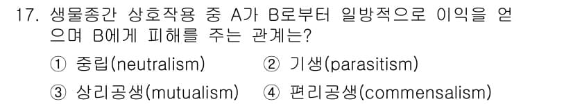 자연생태복원기사(구) 2021년 17번 - 정답과 핵심 포인트를 검수 중인 기출문제