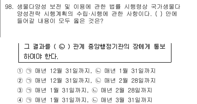 자연생태복원기사(구) 2021년 98번 - 정답과 핵심 포인트를 검수 중인 기출문제
