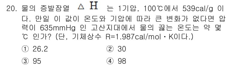 화공기사(구)(구) 2017년 20번 - 정답과 핵심 포인트를 검수 중인 기출문제