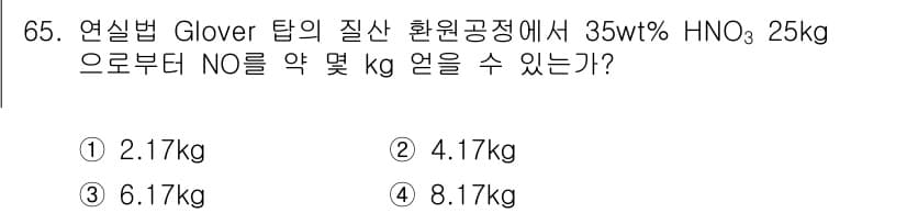 화공기사(구)(구) 2017년 65번 - 정답과 핵심 포인트를 검수 중인 기출문제