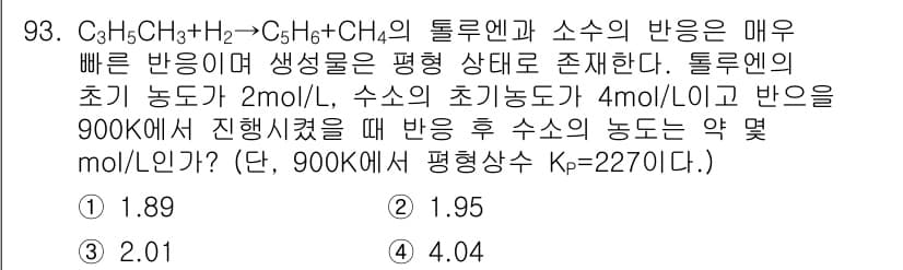 화공기사(구)(구) 2019년 93번 - 정답과 핵심 포인트를 검수 중인 기출문제