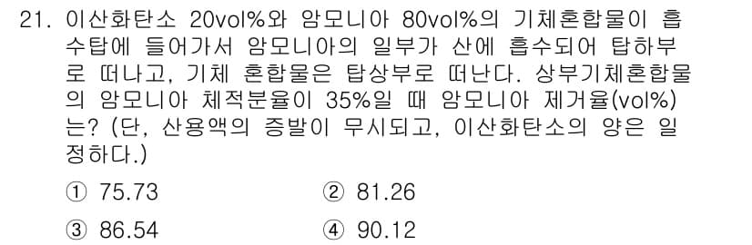 화공기사(구) 2020년 21번 - 정답과 핵심 포인트를 검수 중인 기출문제