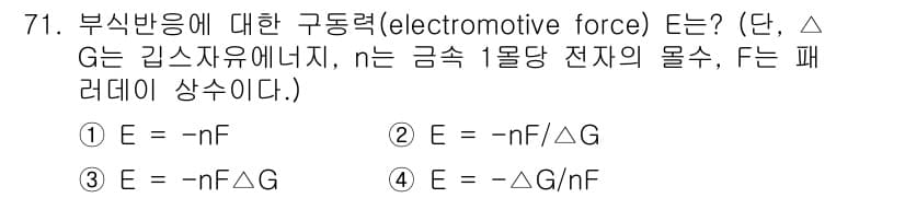 화공기사(구) 2020년 71번 - 정답과 핵심 포인트를 검수 중인 기출문제
