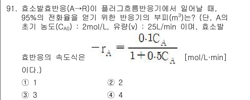 화공기사 2020년 91번 - 정답과 핵심 포인트를 검수 중인 기출문제