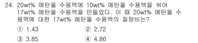 화공기사(구)(구) 2021년 24번 - 정답과 핵심 포인트를 검수 중인 기출문제
