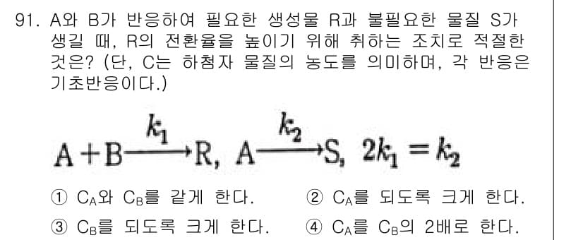 화공기사 2021년 92번 - 정답과 핵심 포인트를 검수 중인 기출문제