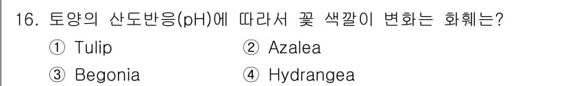 시설원예기사 2022년 16번 - 정답과 핵심 포인트를 검수 중인 기출문제