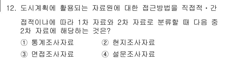 도시계획기사 2022년 12번 - 정답과 핵심 포인트를 검수 중인 기출문제