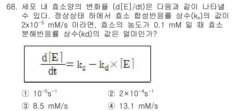 바이오화학제품제조기사 2021년 68번 - 정답과 핵심 포인트를 검수 중인 기출문제