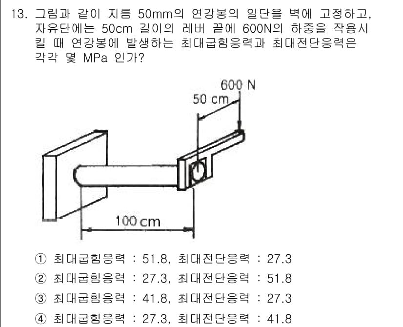 일반기계기사 2022년 13번 - 정답과 핵심 포인트를 검수 중인 기출문제