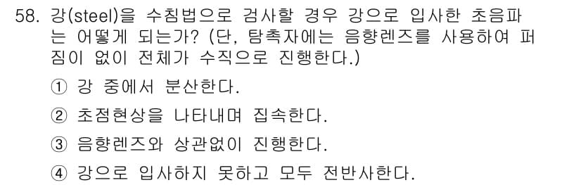 초음파비파괴검사기사(구) 2021년 58번 - 정답과 핵심 포인트를 검수 중인 기출문제
