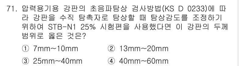 초음파비파괴검사기사(구) 2021년 71번 - 정답과 핵심 포인트를 검수 중인 기출문제