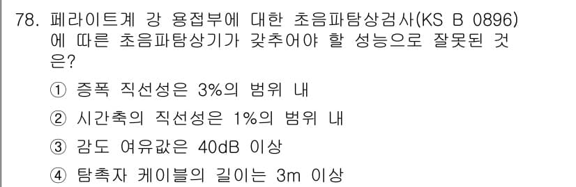 초음파비파괴검사기사(구) 2022년 78번 - 정답과 핵심 포인트를 검수 중인 기출문제