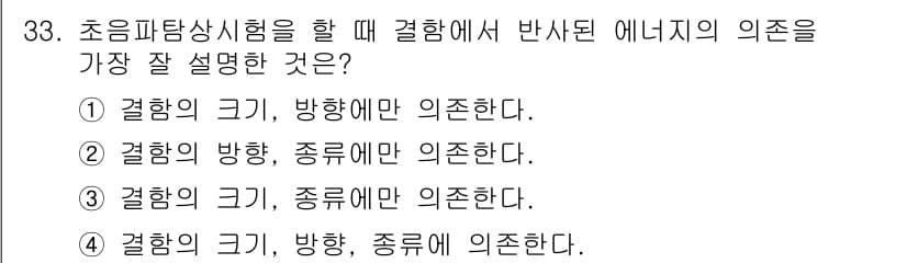 초음파비파괴검사기사 2022년 33번 - 정답과 핵심 포인트를 검수 중인 기출문제