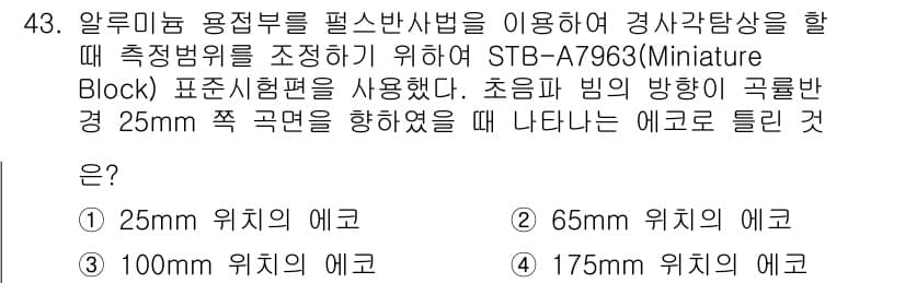초음파비파괴검사기사 2022년 43번 - 정답과 핵심 포인트를 검수 중인 기출문제