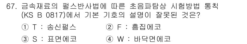 초음파비파괴검사기사 2022년 67번 - 정답은 4번 바닥면예고입니다. 초음파 비파괴 검사에서 바닥면예고는 일반적... 에 관한 핵심 기출문제